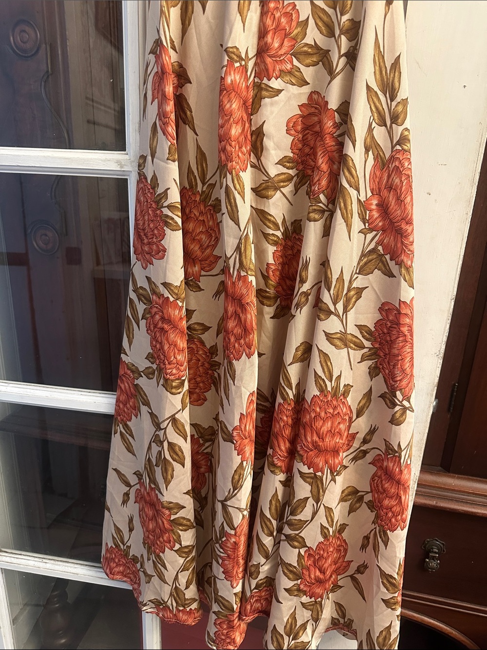 💜#55 BNWOT PETAL & PUP Floral Bow-front MIDI Dress in Cream and rust - Picture 5 of 10